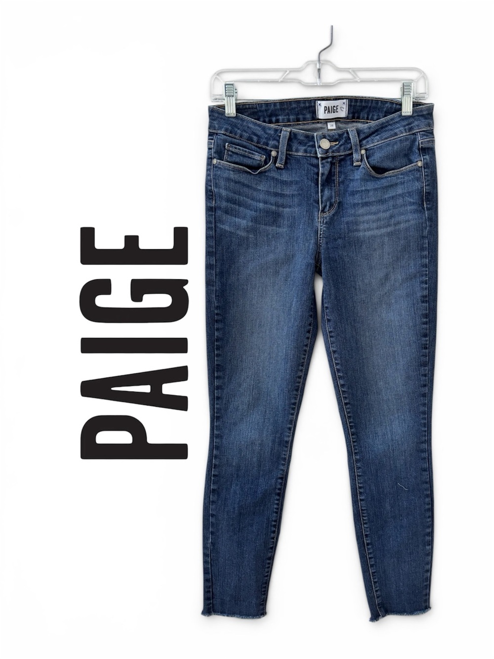 PAIGE Dark Blue Cropped Skinny Jeans